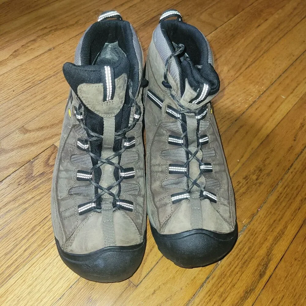 Mens 14 KEEN Targhee Mid Waterproof Brown Men's Hiking Boot Hike Work Outdoor